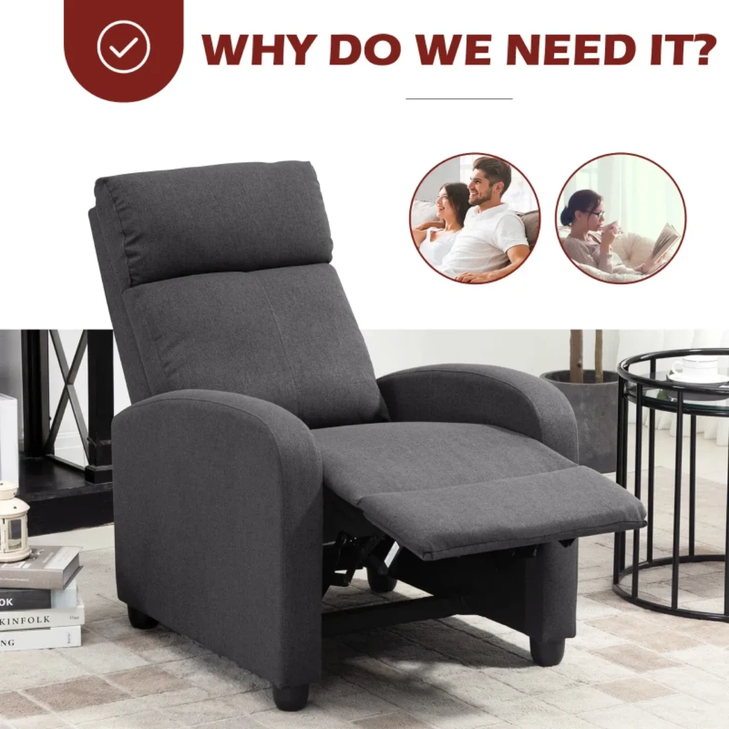 Grey Fabric Recliner Chair thumbnail