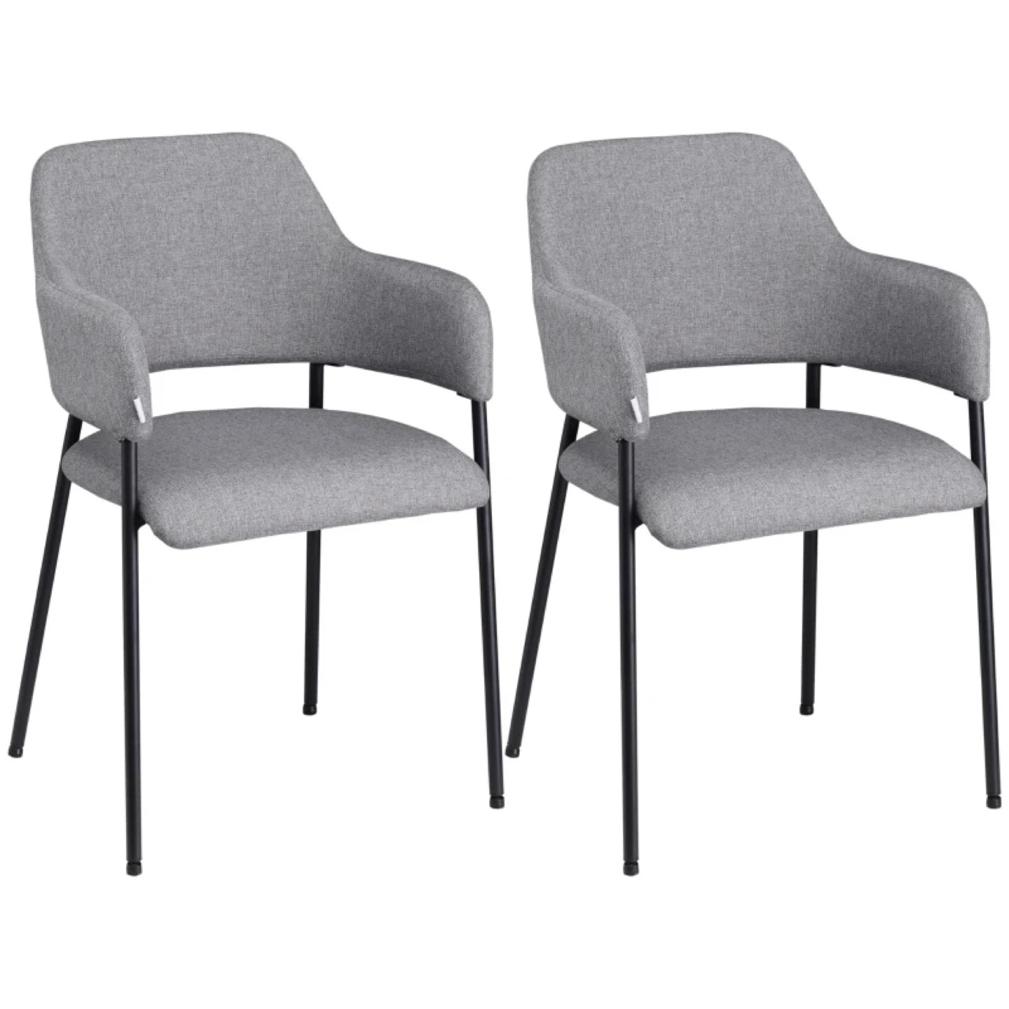 Homecom Grey Fabric Dining Chairs - Set of 2