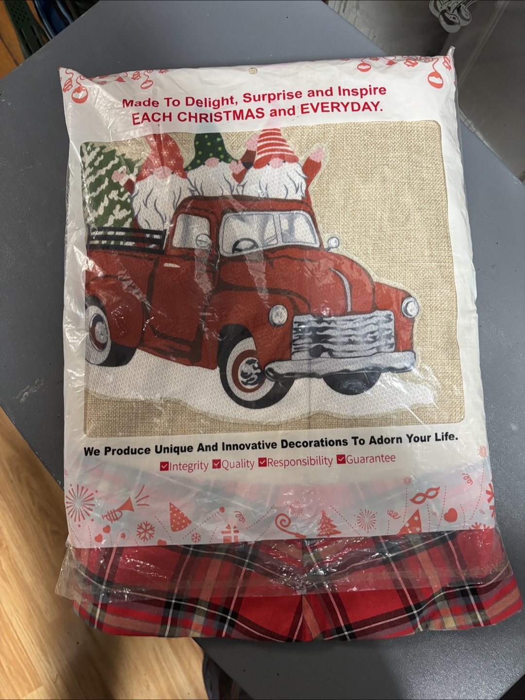 Christmas Tree Skirt with Red Truck Design