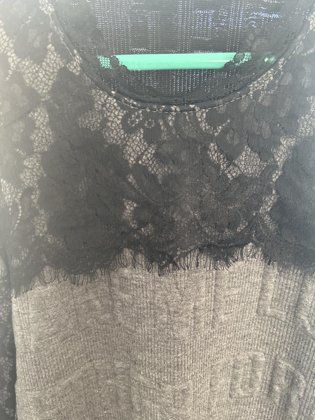 Grey Lace Trim Sweater - photo 2