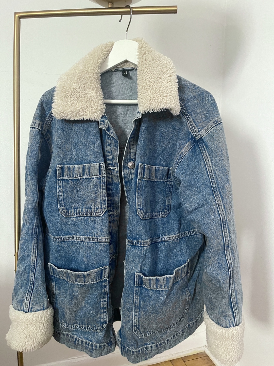 H&M Denim Jacket with Sherpa Collar