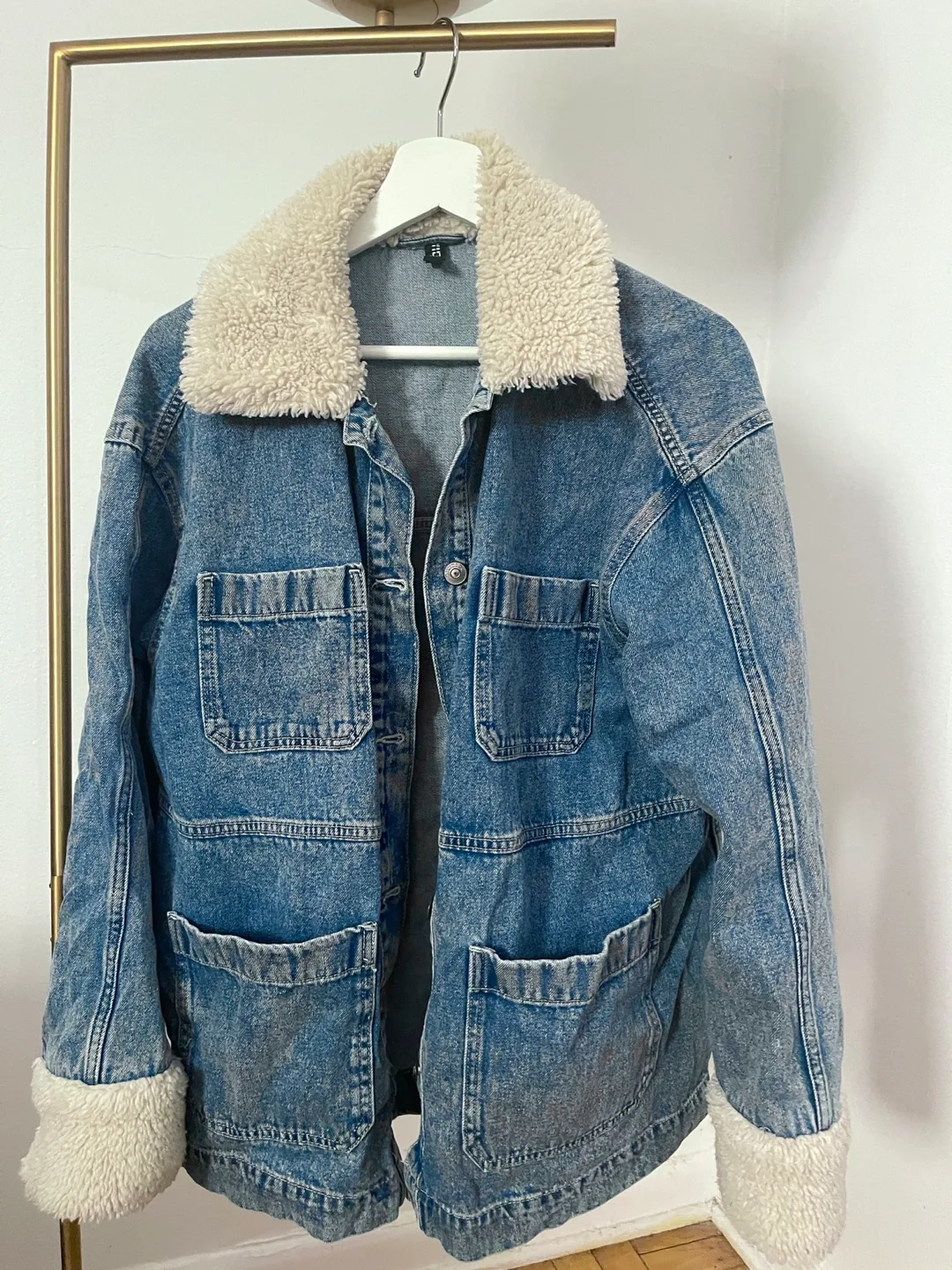 H&M Denim Jacket with Sherpa Collar thumbnail