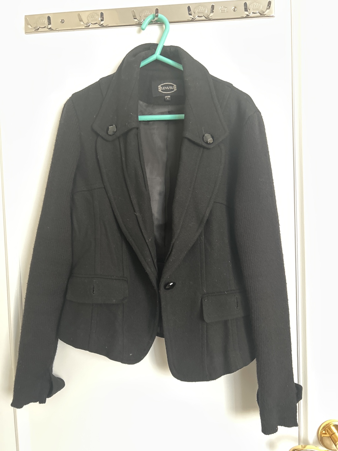 Levu'su Black Wool Blend Jacket - Size L