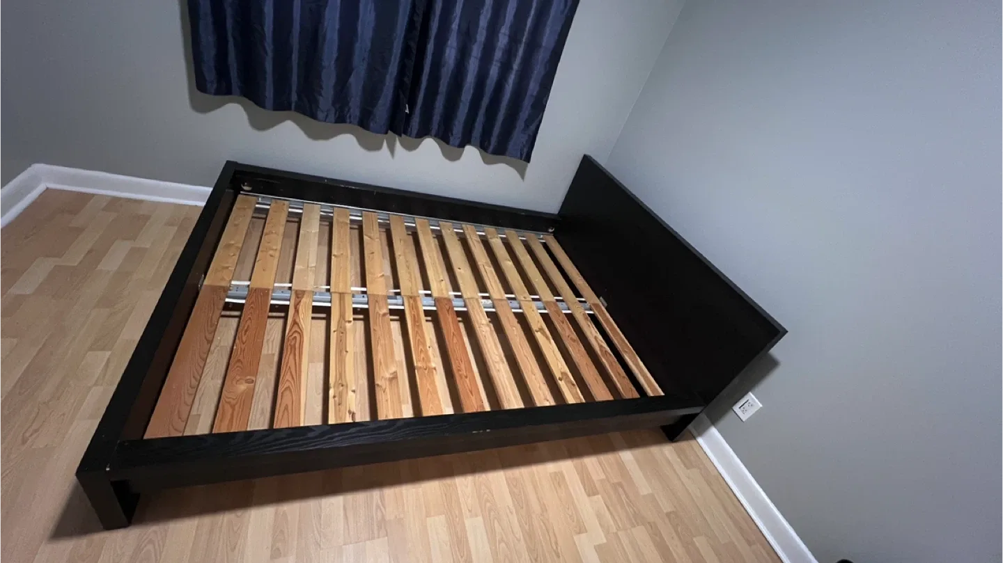 IKEA Malm Black Bed Frame - Queen Size + New mattress image indicator(3)