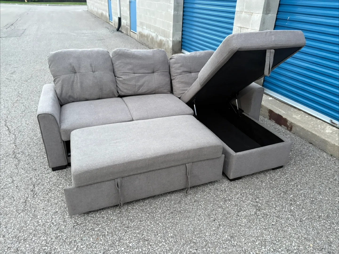 FREE DELIVERY✅• GREY SECTIONAL COUCH / SOFA BED w/ STORAGE image indicator(2)