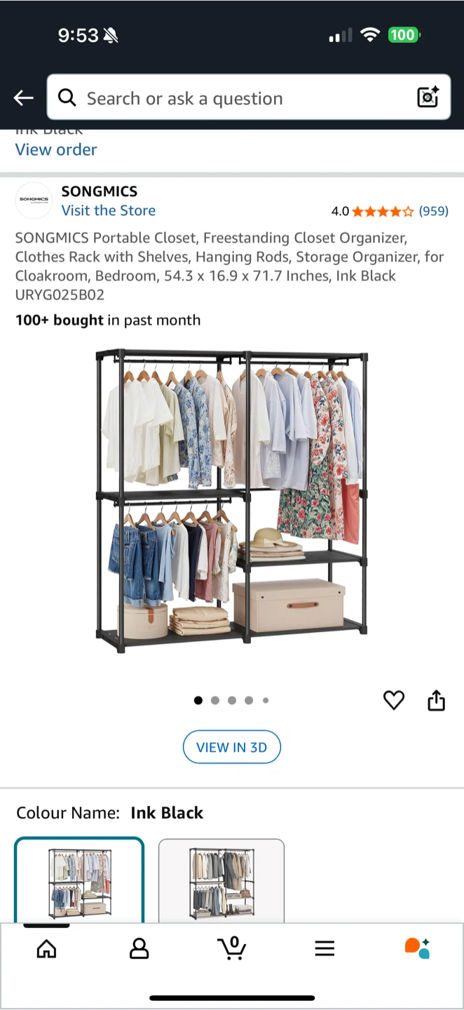 SONGMICS Portable Closet - Ink Black