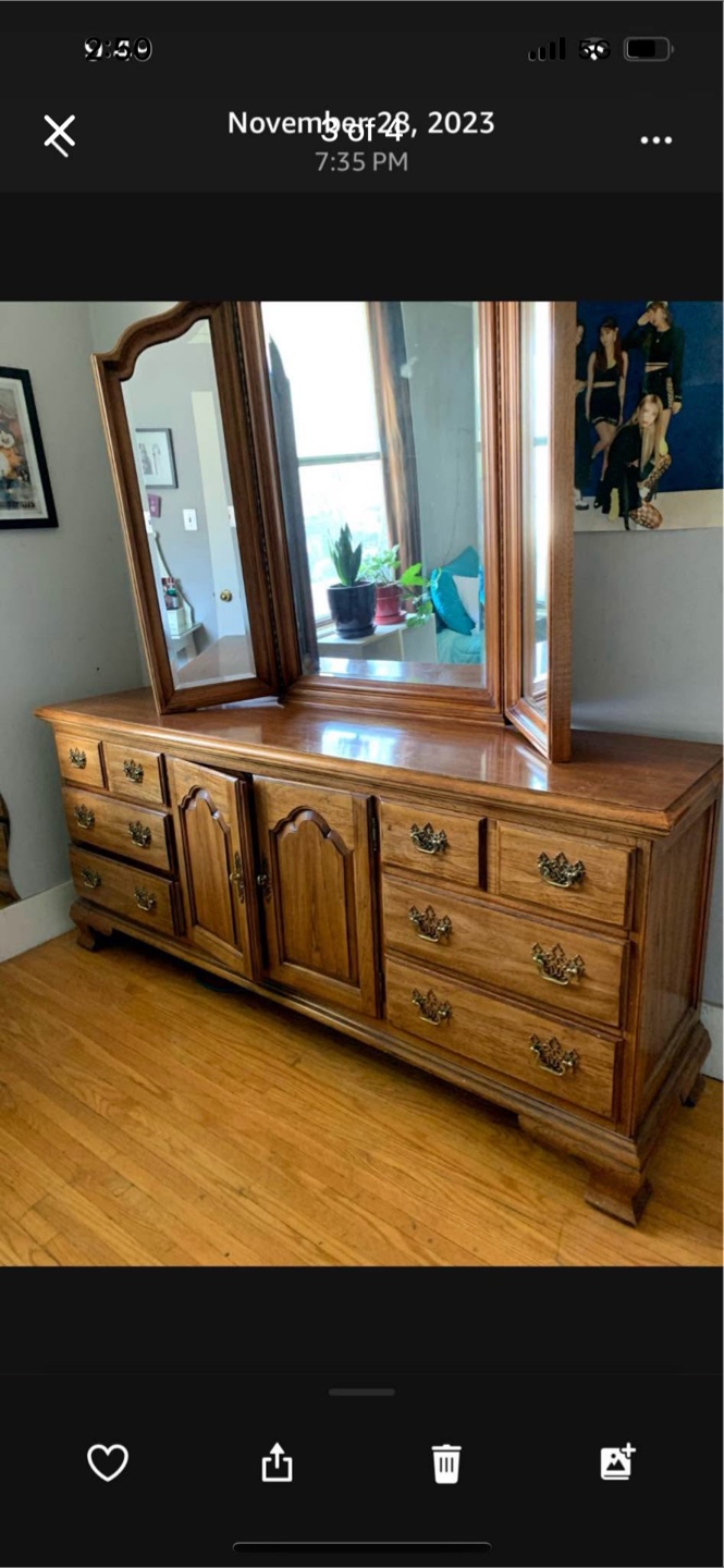 Vintage Wood Dresser with Mirror