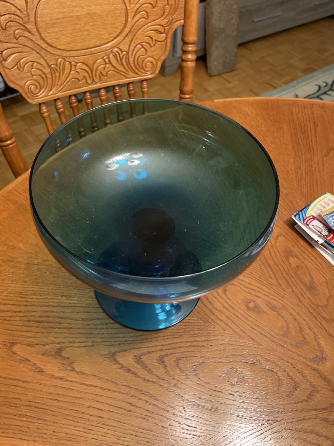 Blue Glass Pedestal Bowl - photo 2