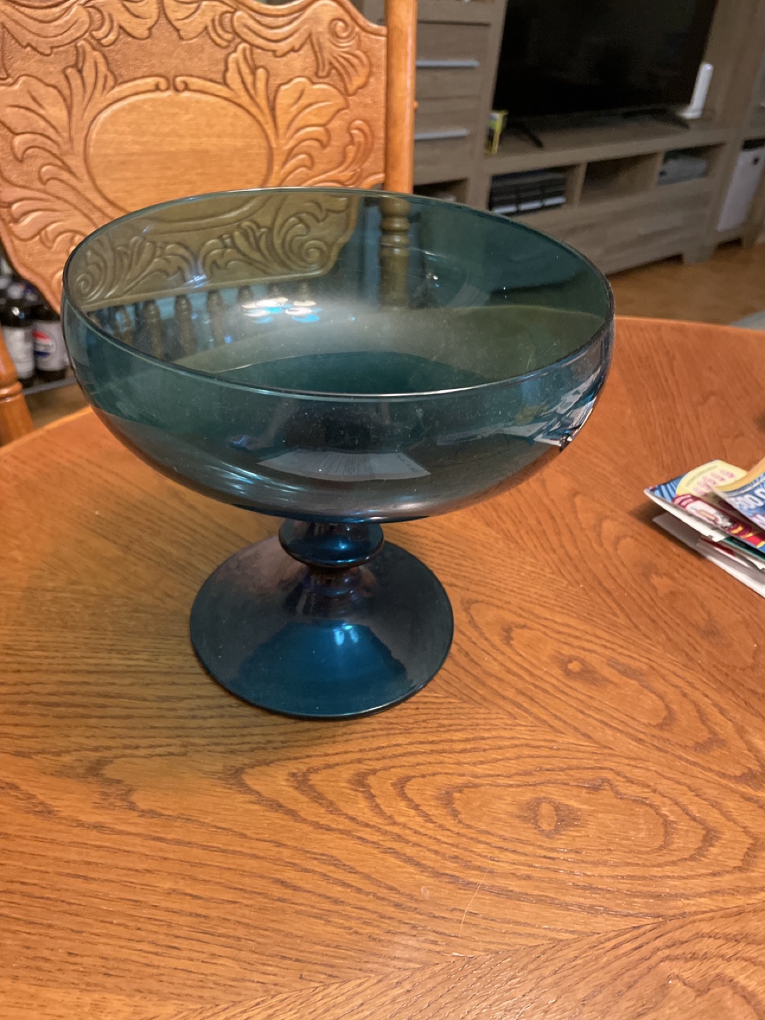 Blue Glass Pedestal Bowl