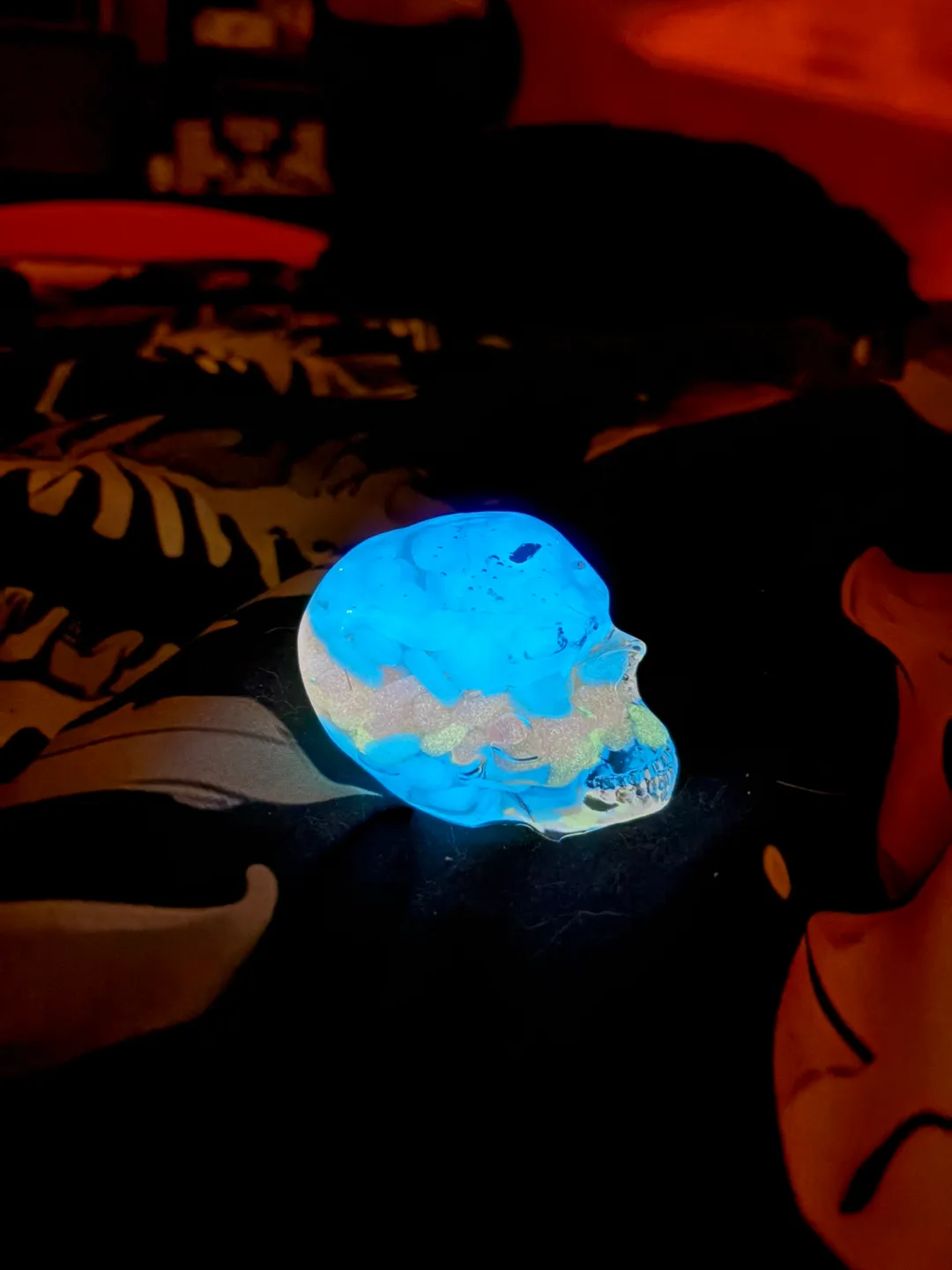 Blue & Pink glow on the Dark Resin Skull Figurine image indicator(2)