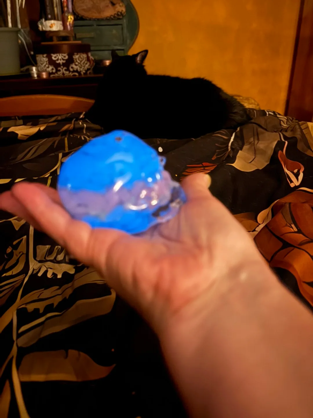 Blue & Pink glow on the Dark Resin Skull Figurine image indicator(3)