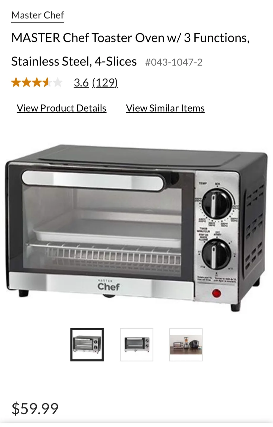 MASTER Chef 4-Slice Toaster Oven thumbnail