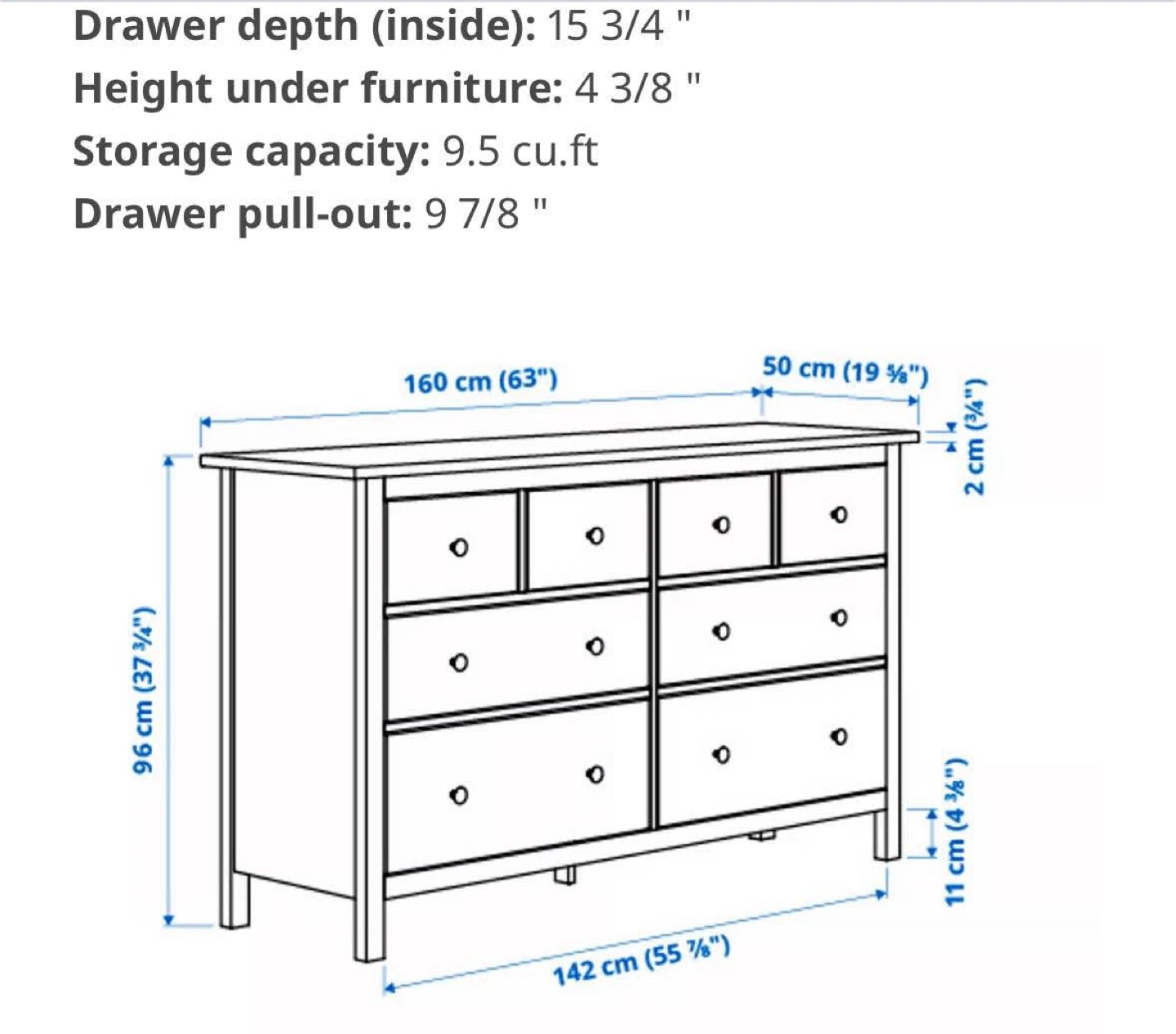 IKEA Hemnes Gray-Black 8-Drawer Dresser - photo 5