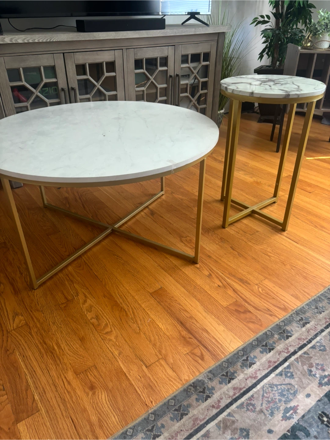 Round Marble Top coffee table and end table