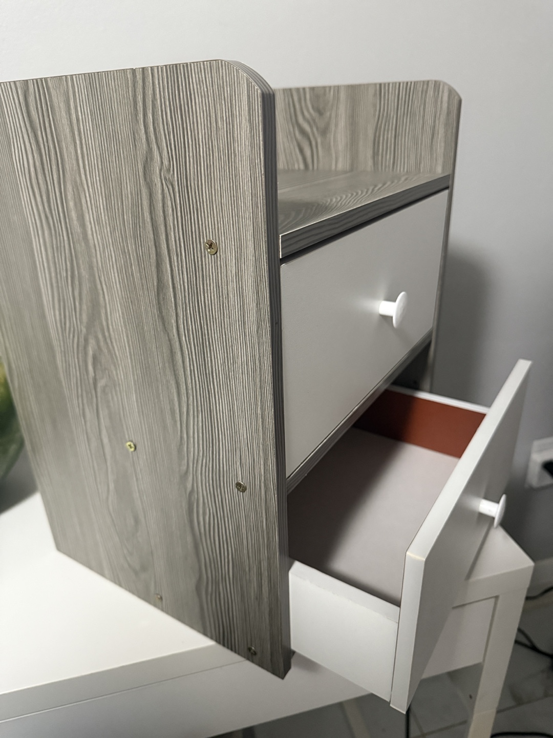 Grey/White Nightstand with 2 Drawers - photo 2
