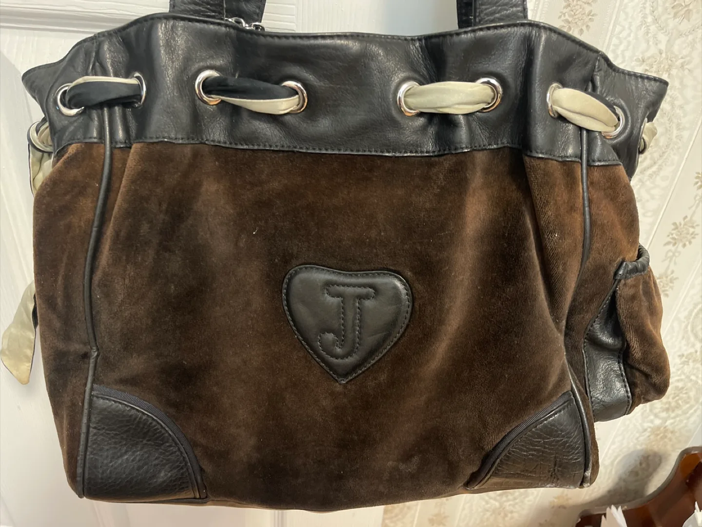 Juicy Couture Brown & Black Drawstring Purse image indicator(3)