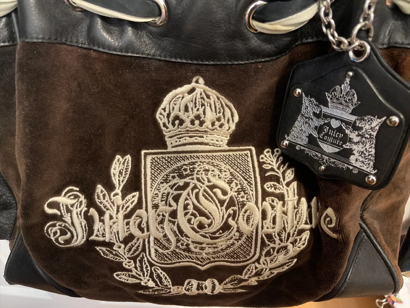 Juicy Couture Brown & Black Drawstring Purse image indicator(2)