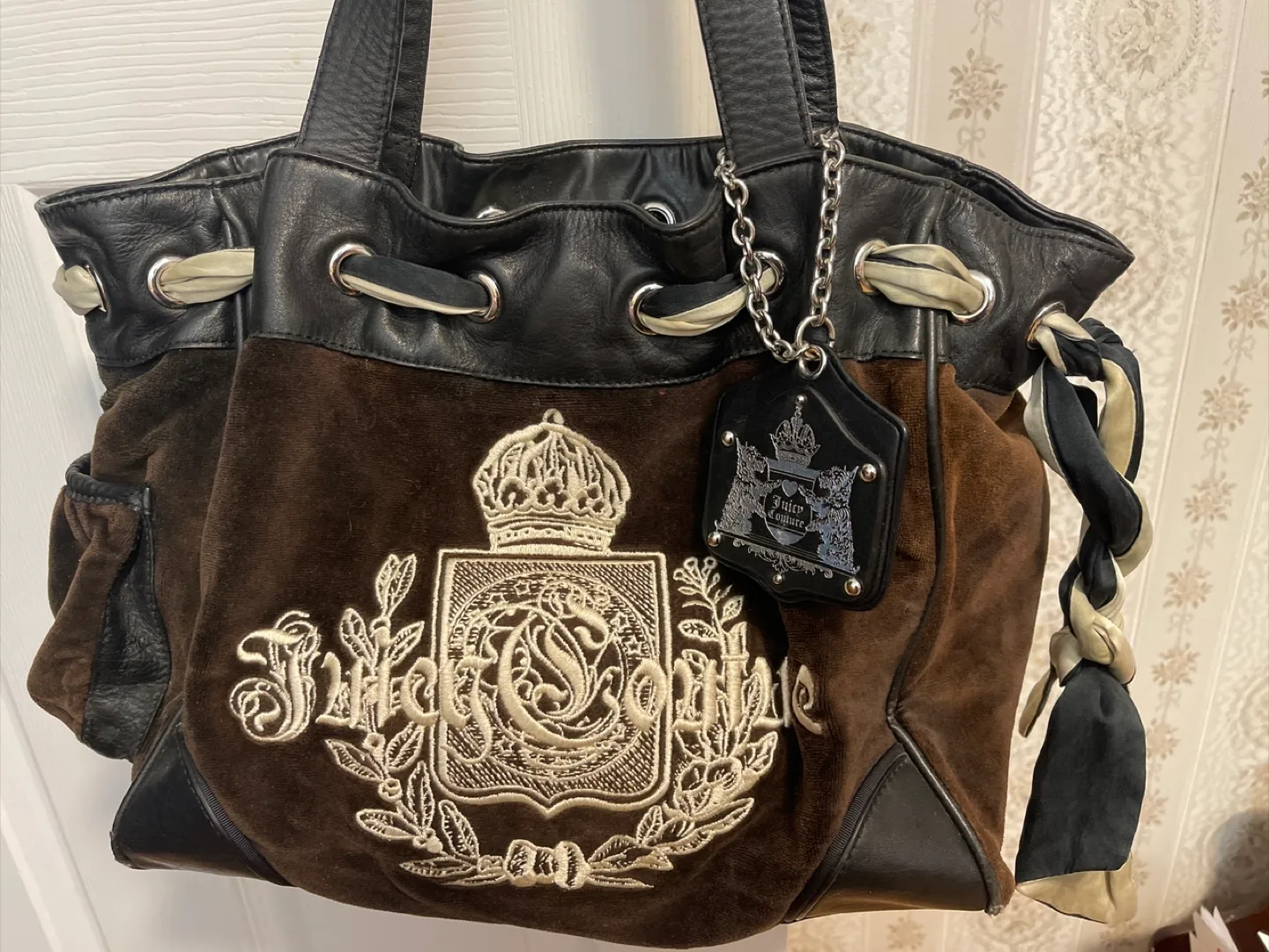 Juicy Couture Brown & Black Drawstring Purse thumbnail