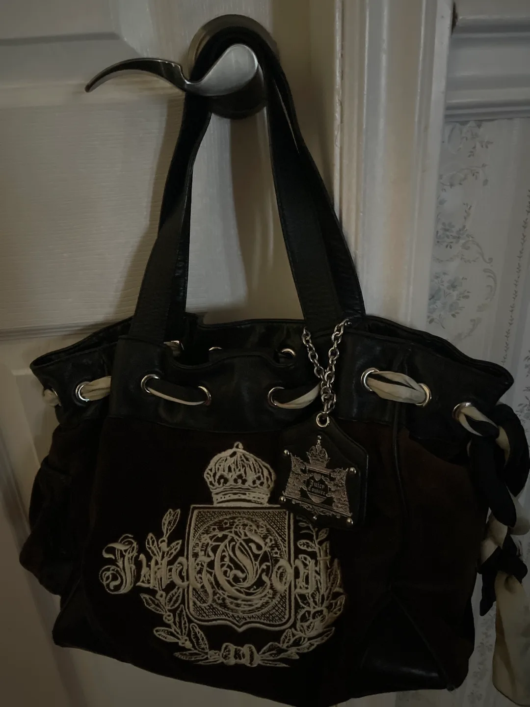 Juicy Couture Brown & Black Drawstring Purse image indicator(6)