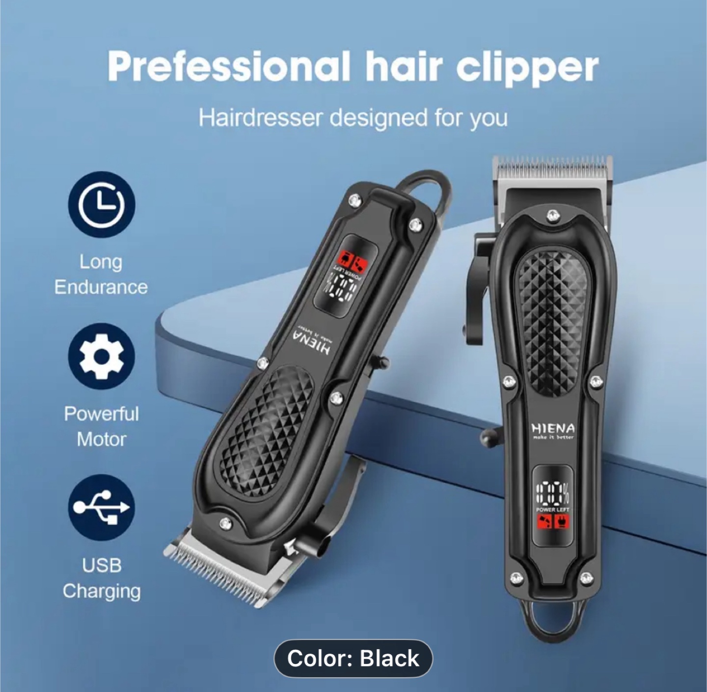 HIENA Electric Hair Clipper with LED Battery Display