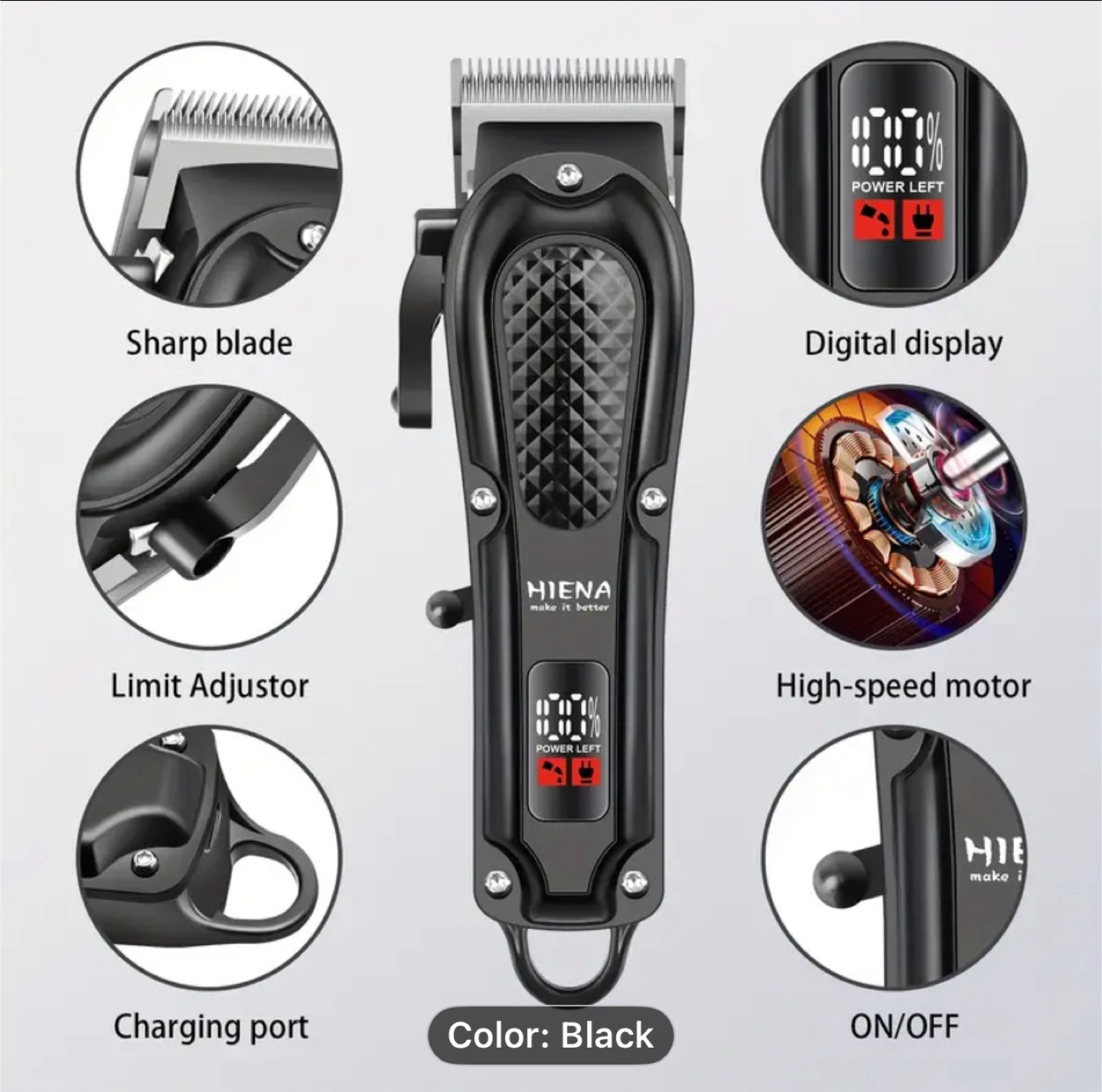 HIENA Electric Hair Clipper with LED Battery Display - photo 5