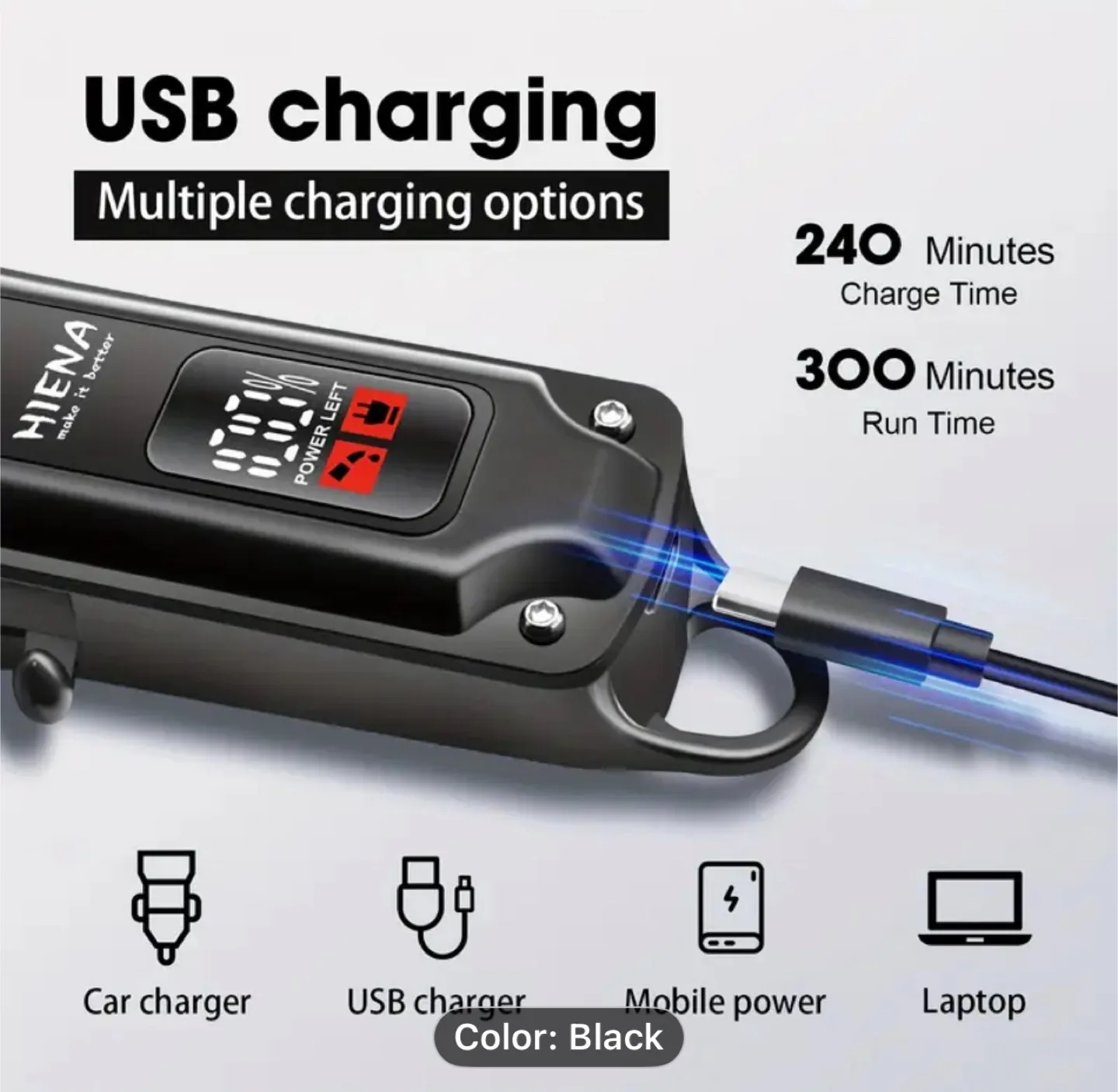 HIENA Electric Hair Clipper with LED Battery Display image indicator(4)