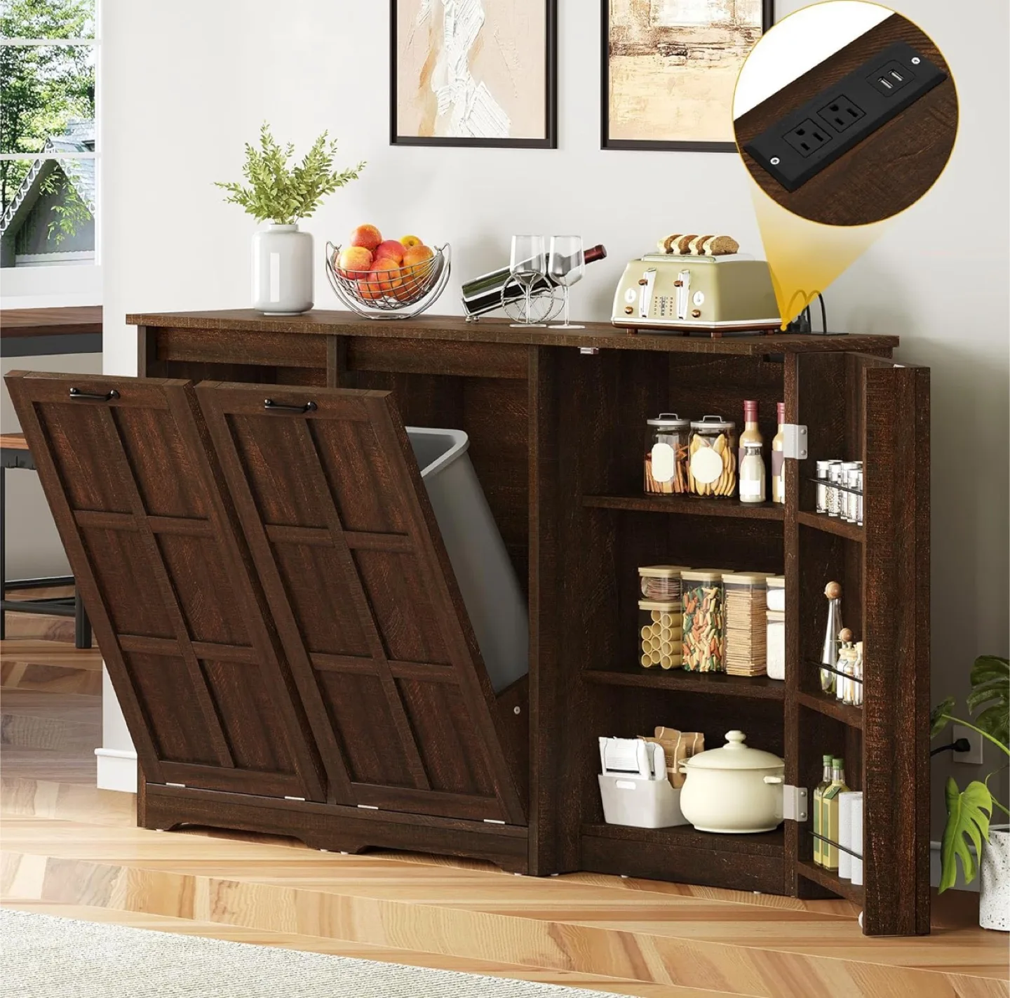 Dark Brown Wood Kitchen Cabinet image indicator(8)