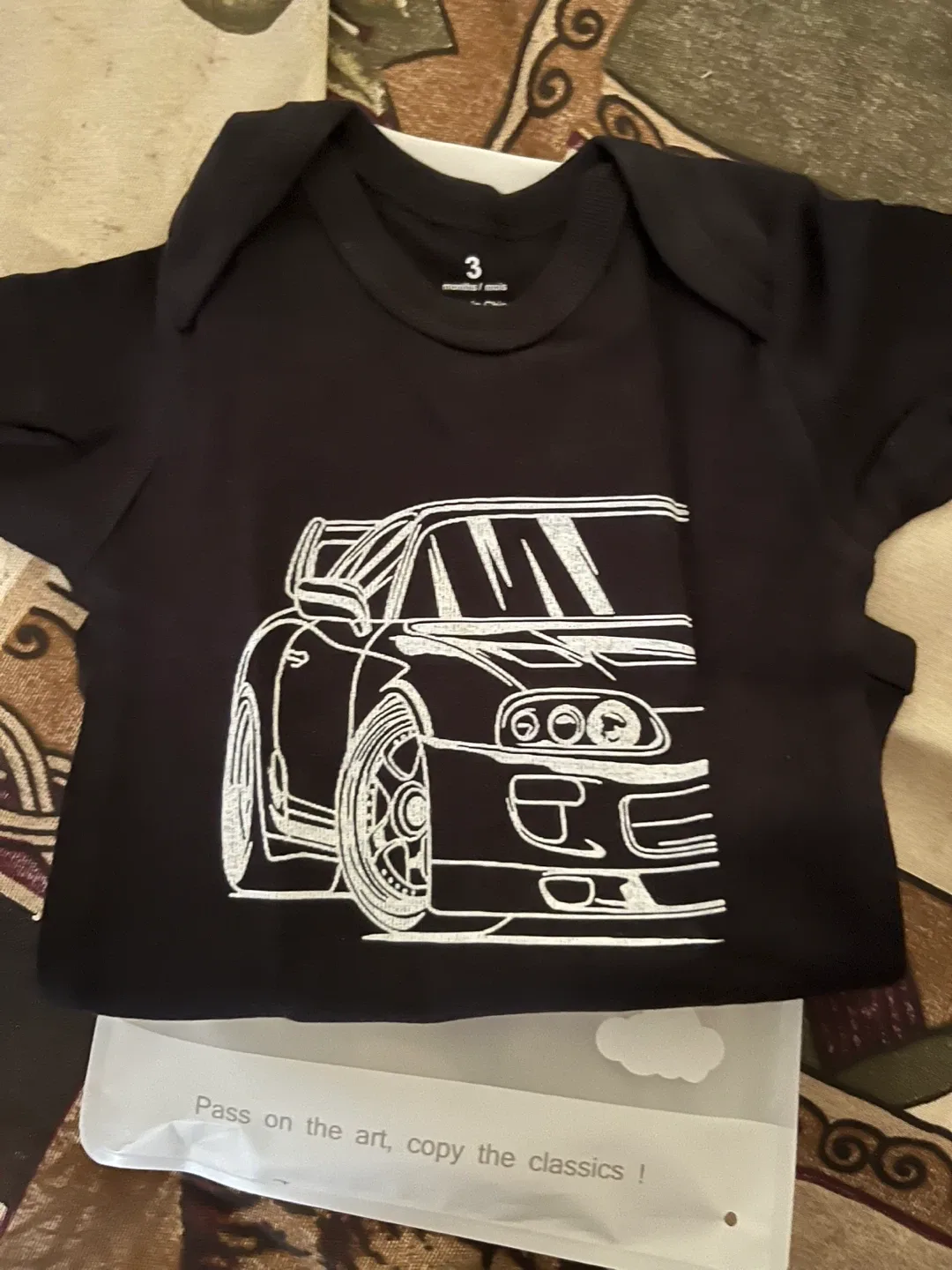 Black Supra Car Baby Onesie - Size 3 Months thumbnail