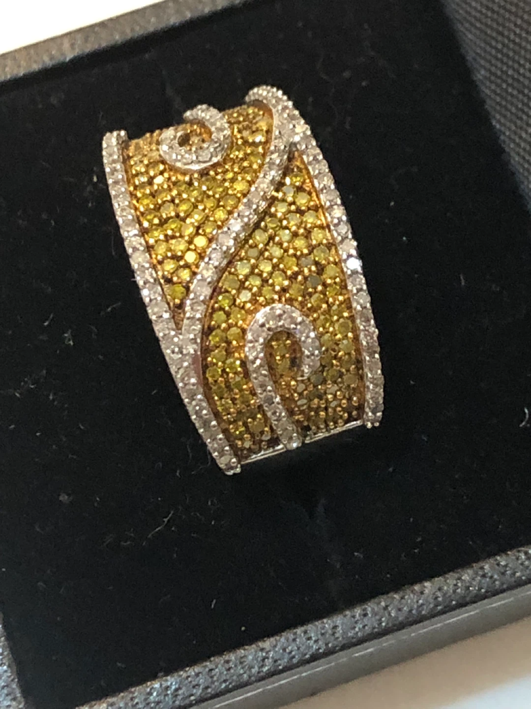 925 sterling true Yellow & white diamondsRing - photo 2