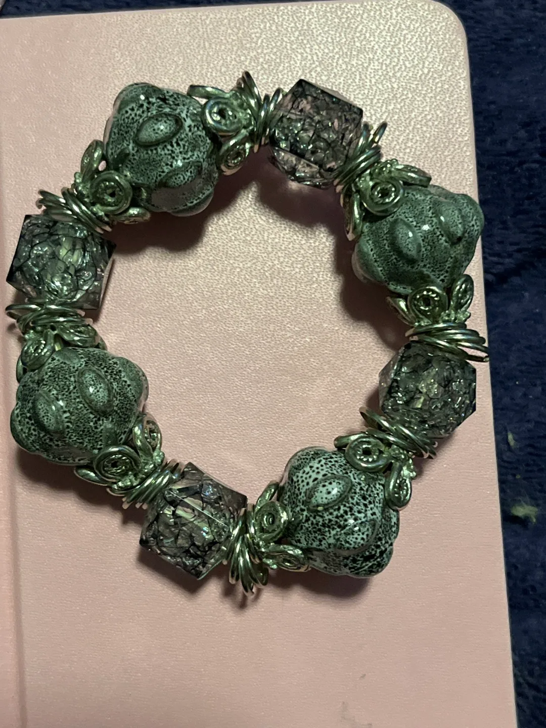 Beaded Stretch Bracelet - Grey & Silver image indicator(3)