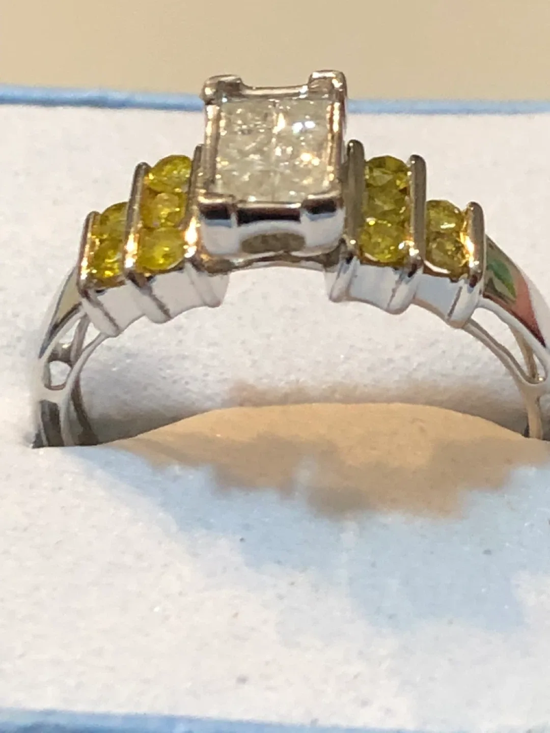Yellow and white Diamonds Ring - 417 solid White Gold image indicator(3)
