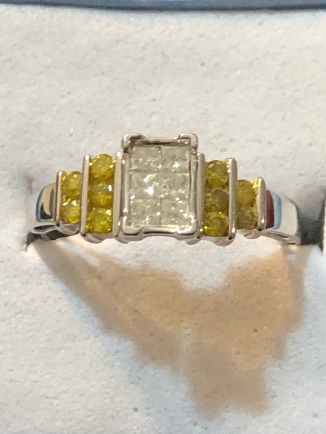 Yellow and white Diamonds Ring - 417 solid White Gold image indicator(2)