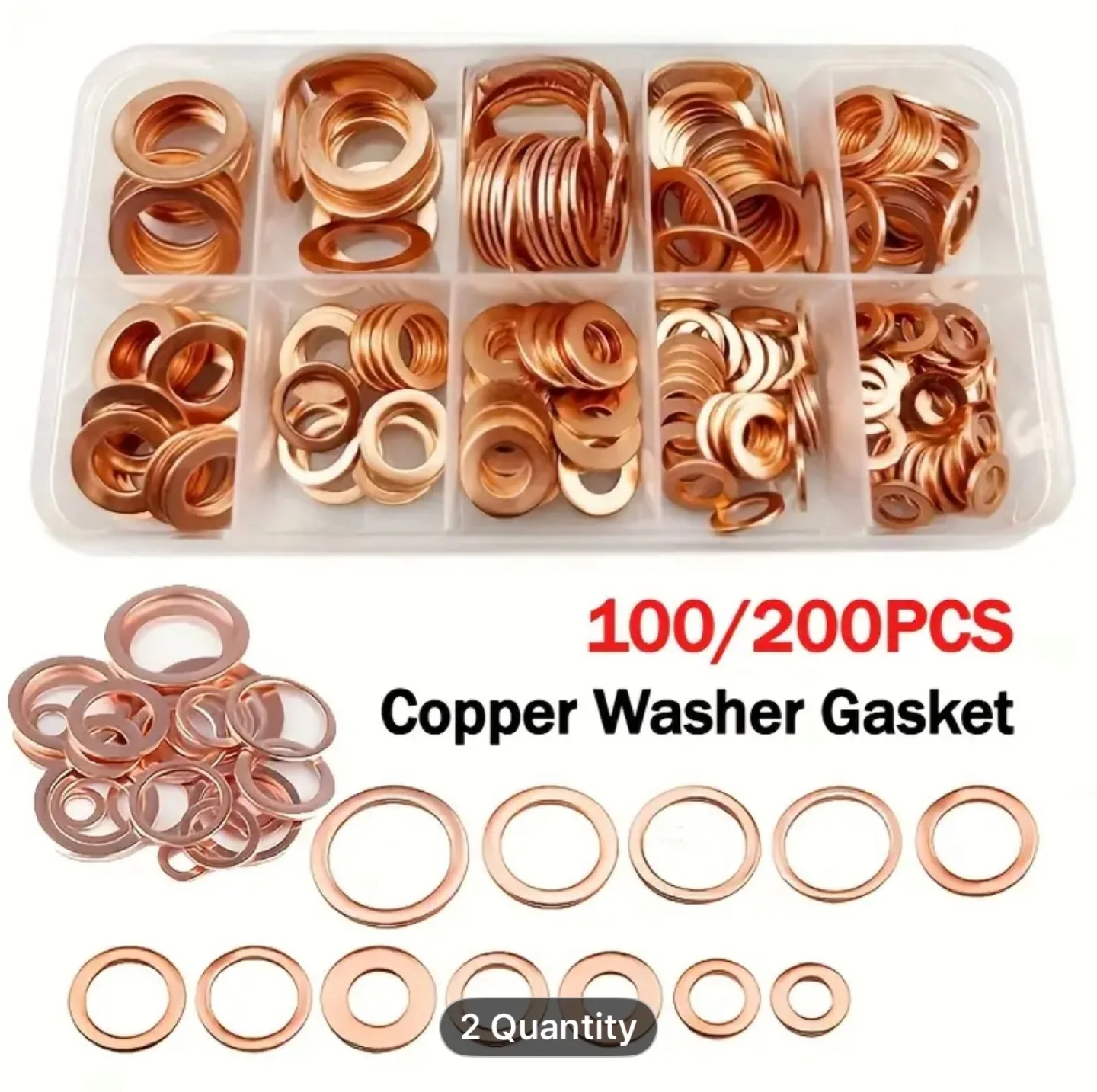 100pcs Copper Sealing Gasket Master Kit image indicator(10)