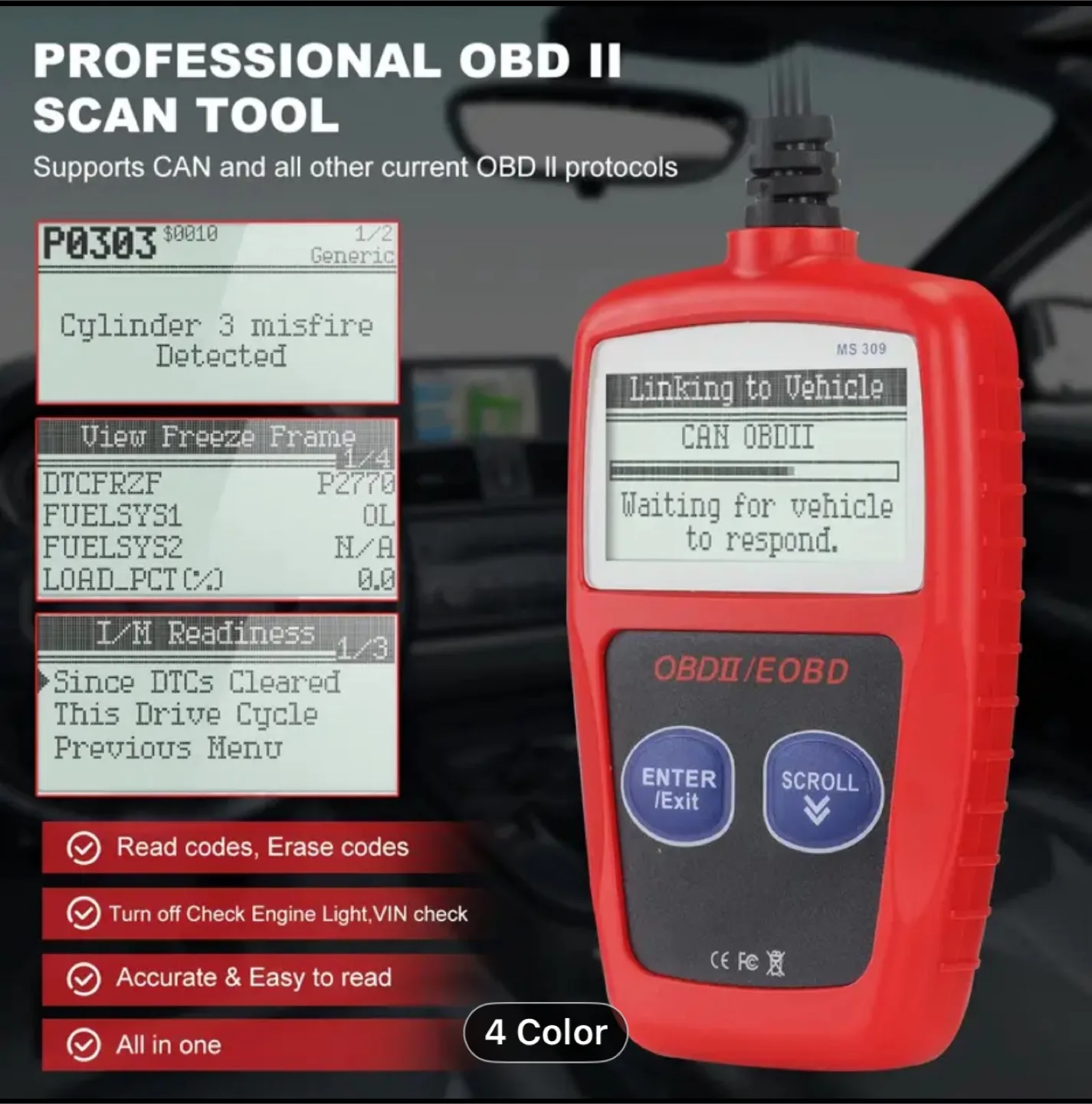 Classic Enhanced OBD2 Scanner for Car Engine Fault Code Reader image indicator(2)