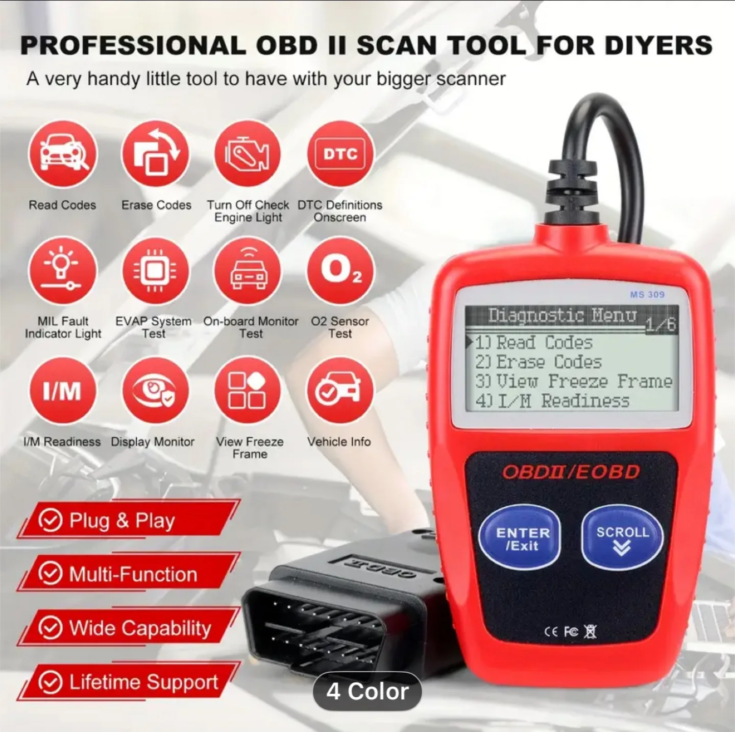 Classic Enhanced OBD2 Scanner for Car Engine Fault Code Reader image indicator(4)
