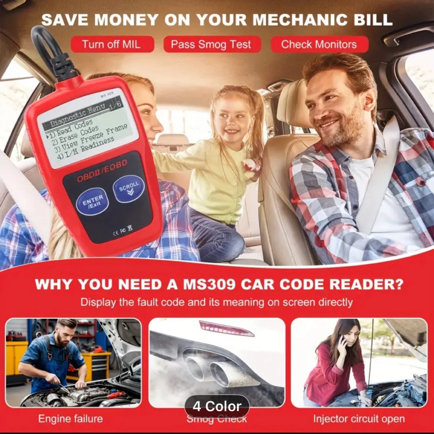 Classic Enhanced OBD2 Scanner for Car Engine Fault Code Reader image indicator(10)