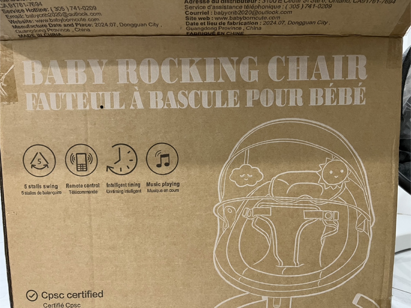 Baby Rocking Chair with Remote & Music