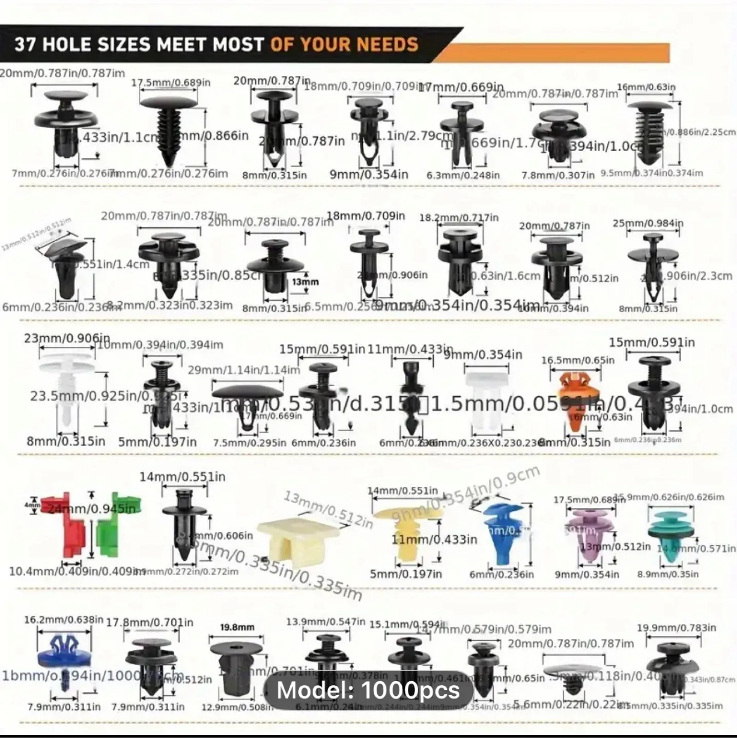 1000pcs Automotive Fastener Kit image indicator(6)