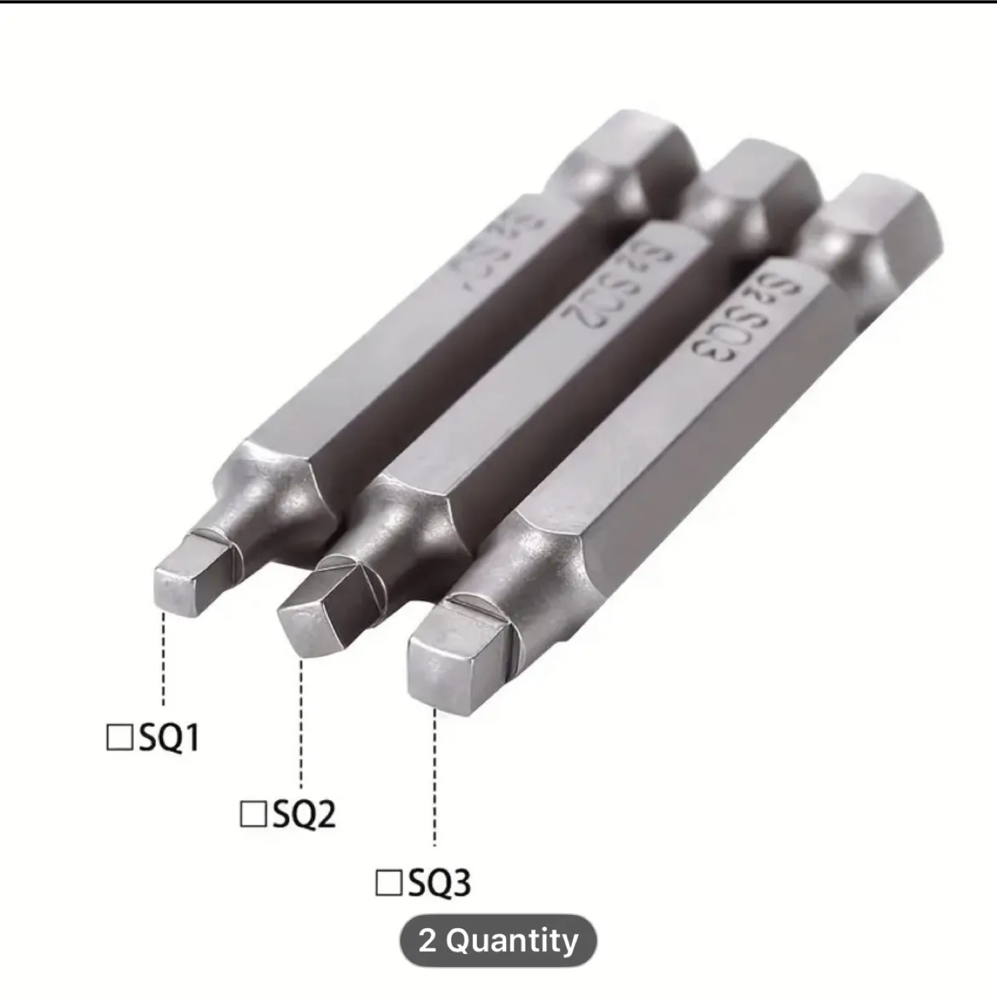 Hexagon Shank Long Magnetic Square Head Screwdriver Bit Set image indicator(2)