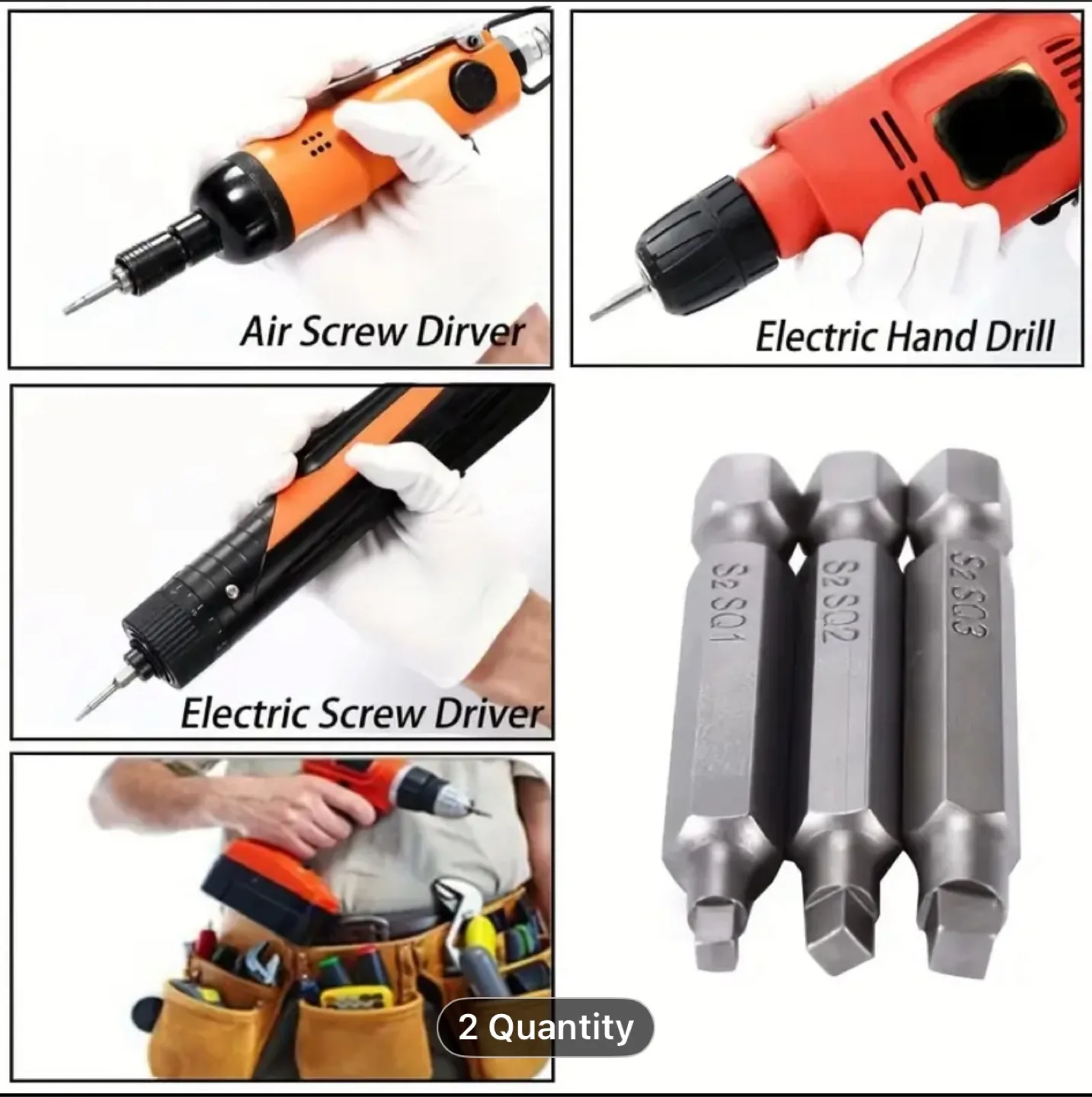 Hexagon Shank Long Magnetic Square Head Screwdriver Bit Set image indicator(9)