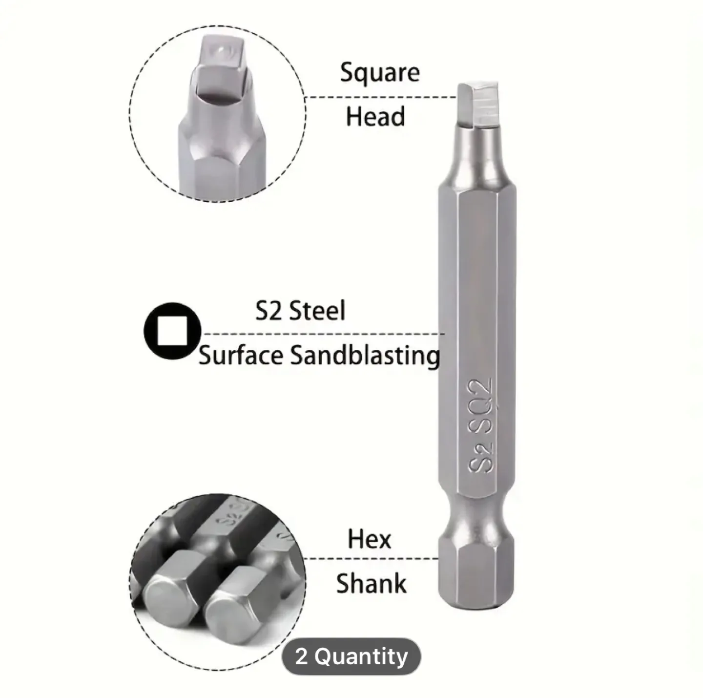 Hexagon Shank Long Magnetic Square Head Screwdriver Bit Set image indicator(10)