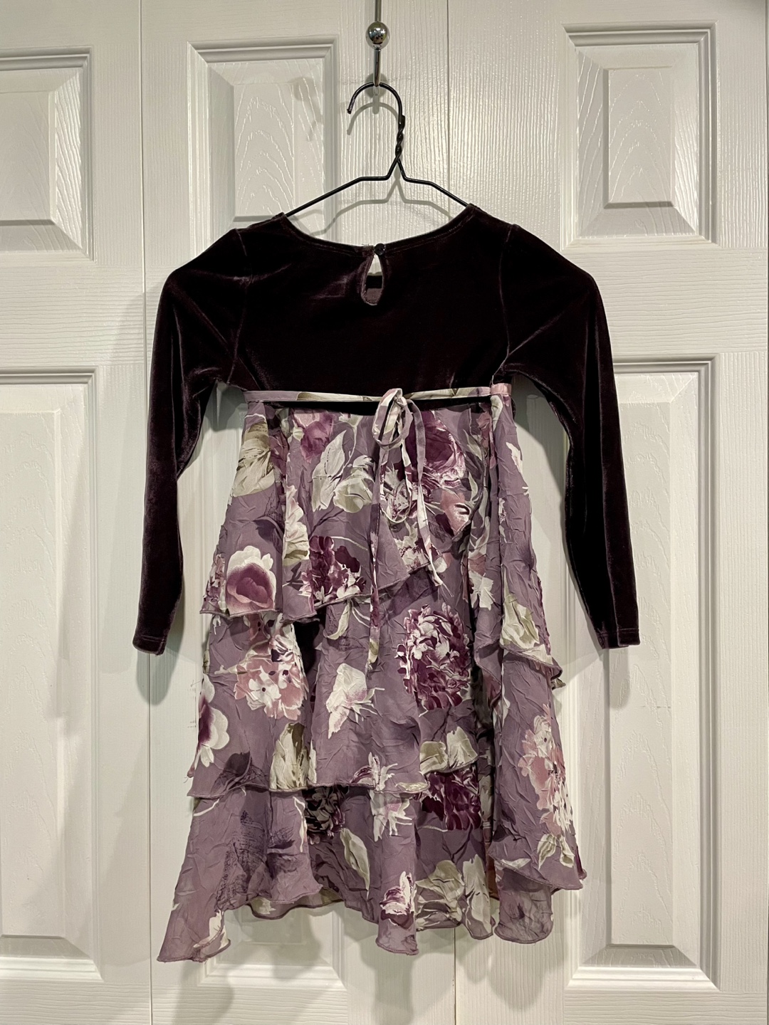Girls Size 5 Velvet Floral Dress - photo 3