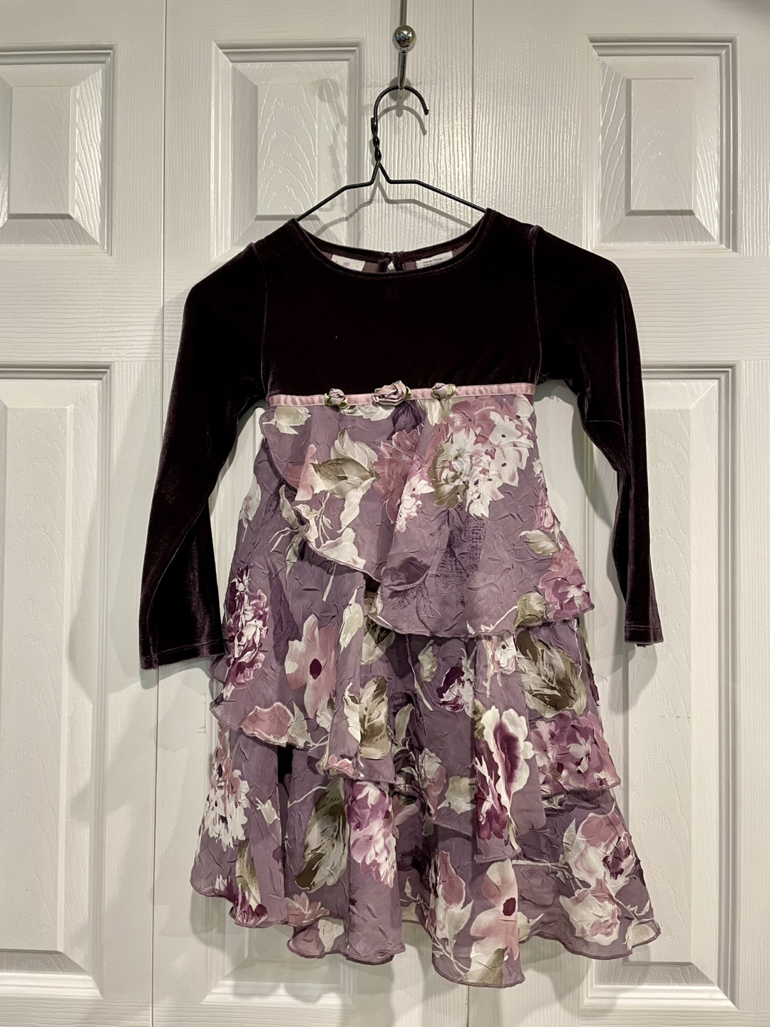 Girls Size 5 Velvet Floral Dress