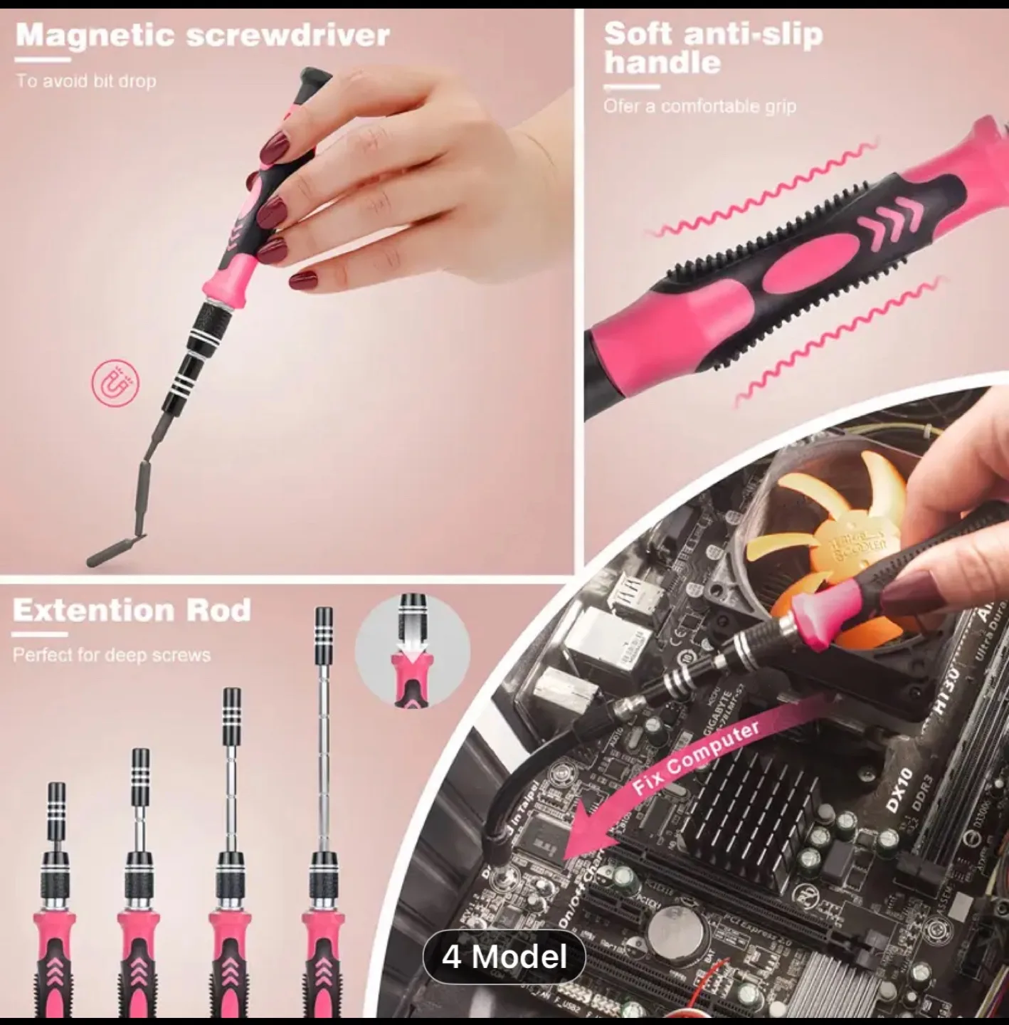 115in 1 pink Screwdriver Kit with Case image indicator(6)