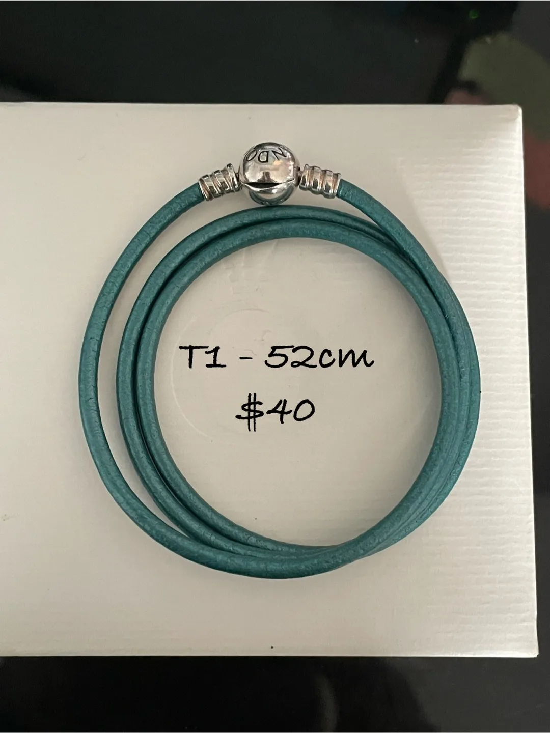 Pandora Teal Leather Bracelet 52cm thumbnail