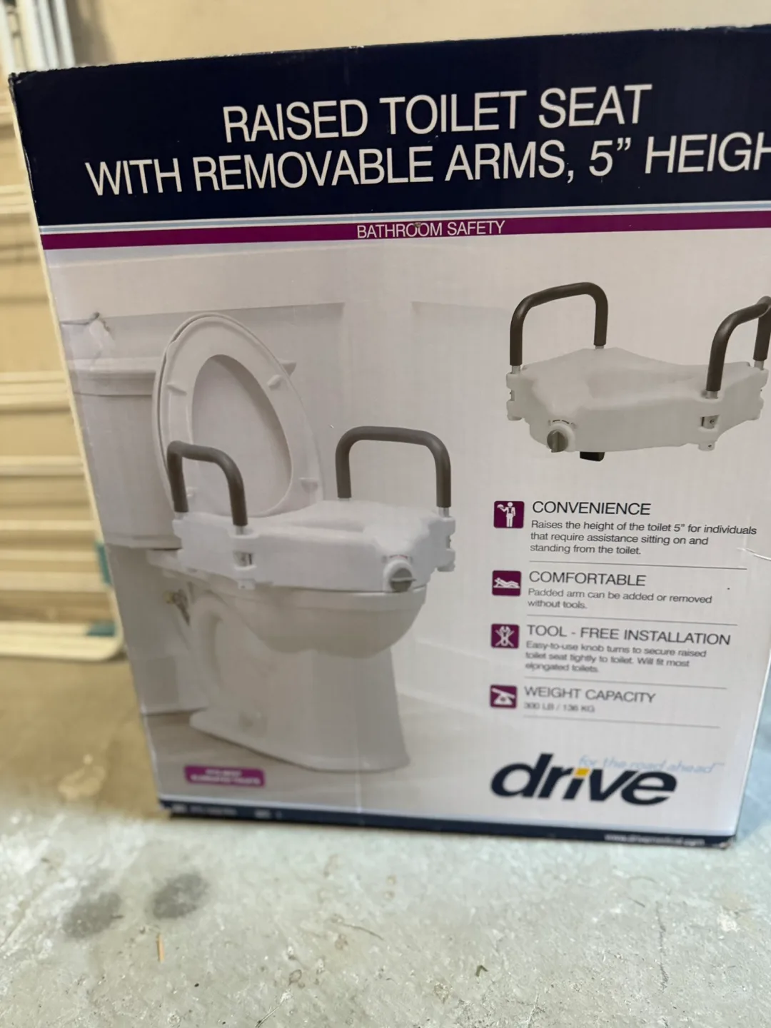 Drive Raised Toilet Seat w/ Removable Arms thumbnail