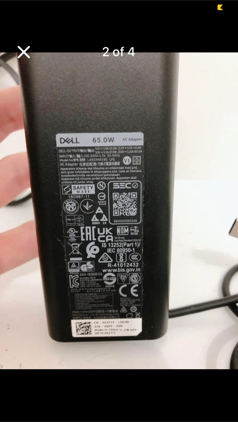 Genuine DELL usb-c laptop charger AC adopter 65W CN-0V2TJ7 image indicator(2)