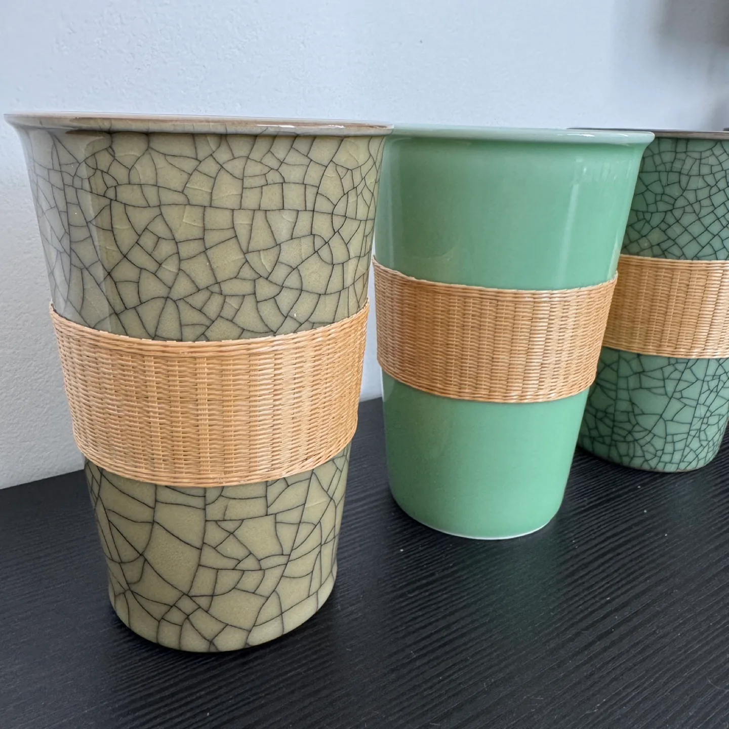 Set of 3 Ceramic Crackle Glaze Tumblers thumbnail