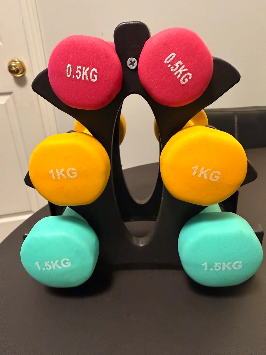 Dumbbell Set with Rack - Pink, Yellow & Teal thumbnail