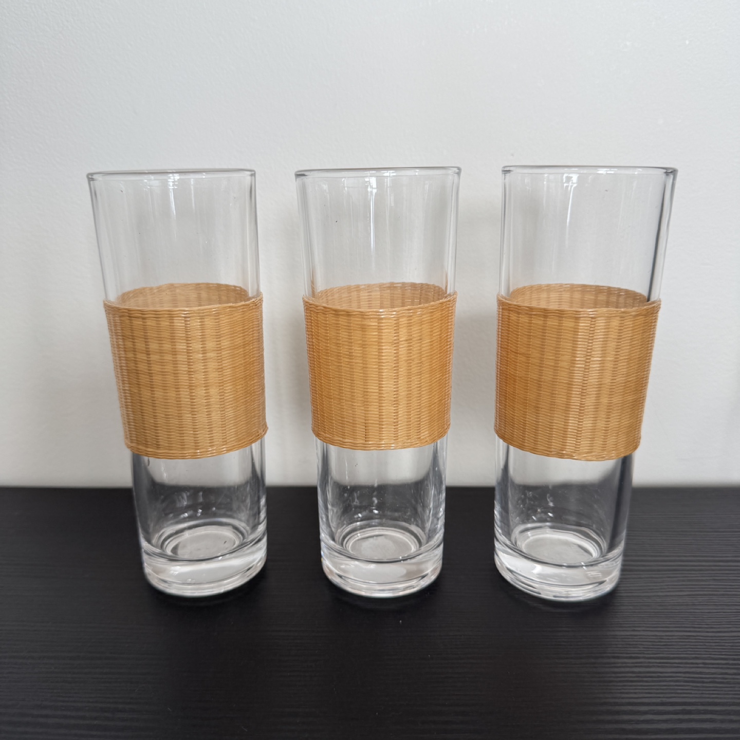 Rattan Wrapped Highball Glasses - Set of 3 - photo 2